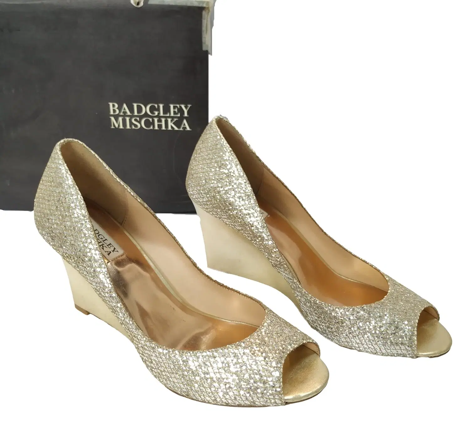 Size 41 - Badgley Mischka Awake Glitter Wedges - 41, 10