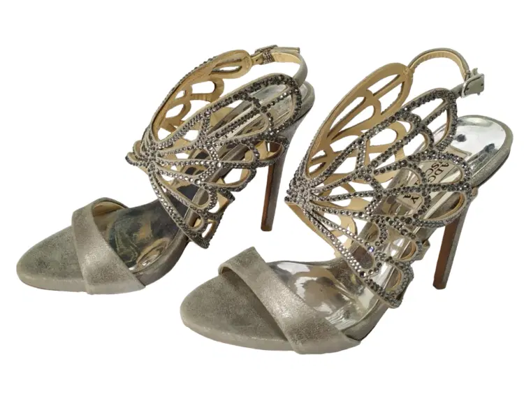 Size 6 - Badgley Mischka Satin Peep Toe Jeweled Pump - 6-Hover-Image