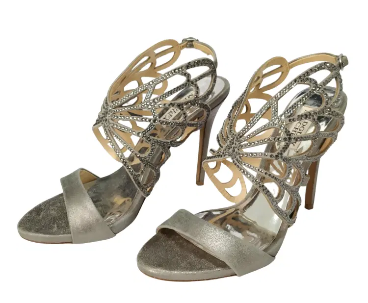 Size 39 - Badgley Mischka Satin Peep Toe Jeweled Pump - 39, 8-Hover-Image