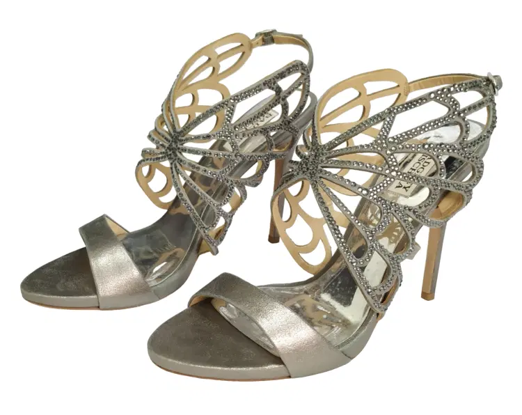 Size 41 - Badgley Mischka Satin Peep Toe Jeweled Pump - 41, 10-Hover-Image