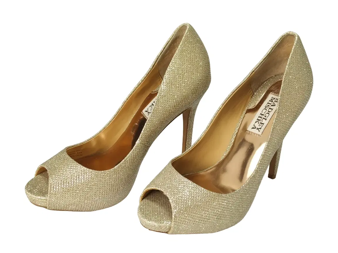 Size 5.5 - Badgley Mischka Ponderosa Gold Peep-Toe High Heels Pump - 36.5, 5.5