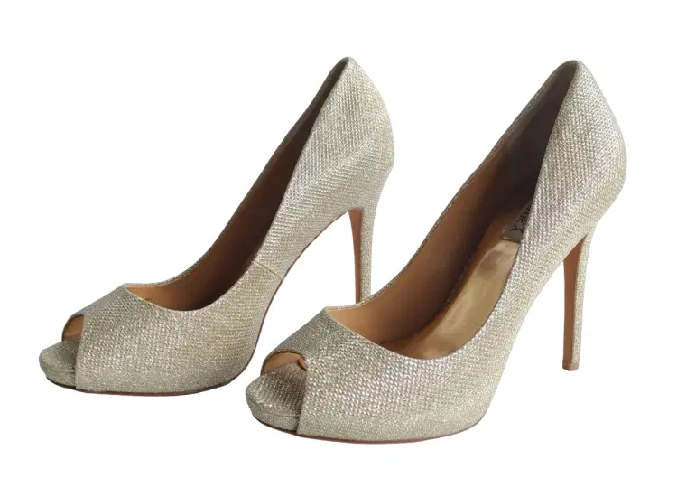 Size 10 - Badgley Mischka Ponderosa Gold Peep-Toe High Heels Pump - 42, 10-Hover-Image
