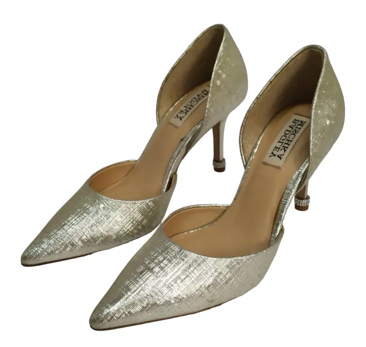 Size 5.5 - Badgley Mischka Leather Pewter Naya D'Orsay Pump - 5.5-Hover-Image