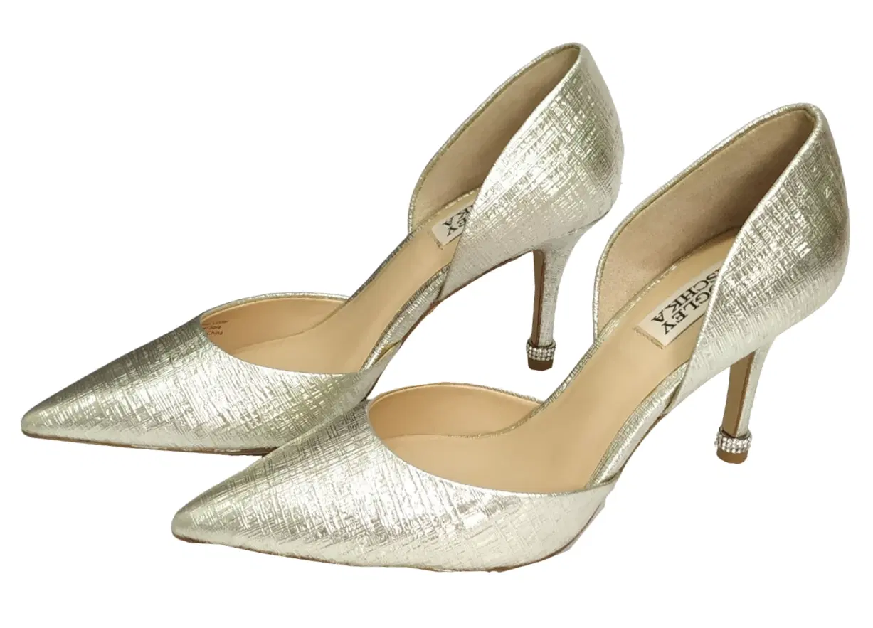 Size 6.5 - Badgley Mischka Leather Pewter Naya D'Orsay Pump - 6.5