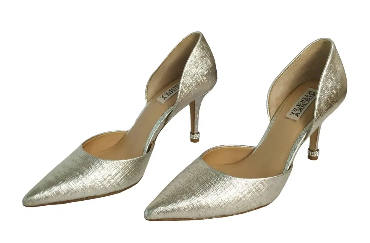 Badgley Mischka Leather Pewter Naya D'Orsay Pump - 7