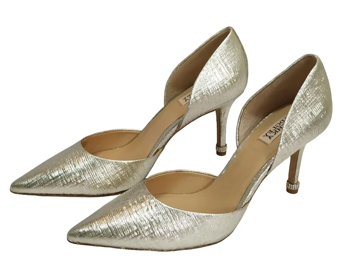 Size 10 - Badgley Mischka Leather Pewter Naya D'Orsay Pump -10