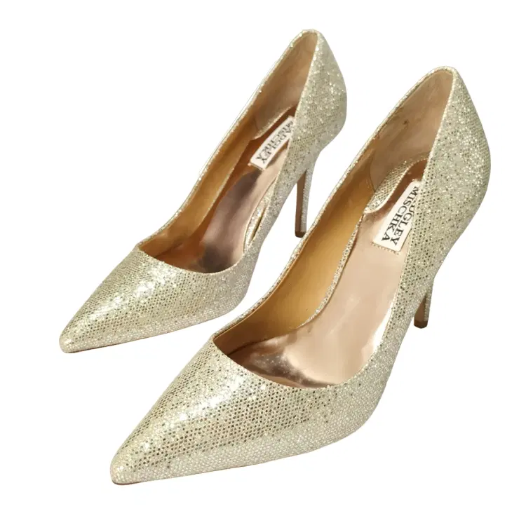 Size 7.5 - Badgley Mischka Glitter Poise Pointy Toe Heels Pumps - 7.5-Hover-Image