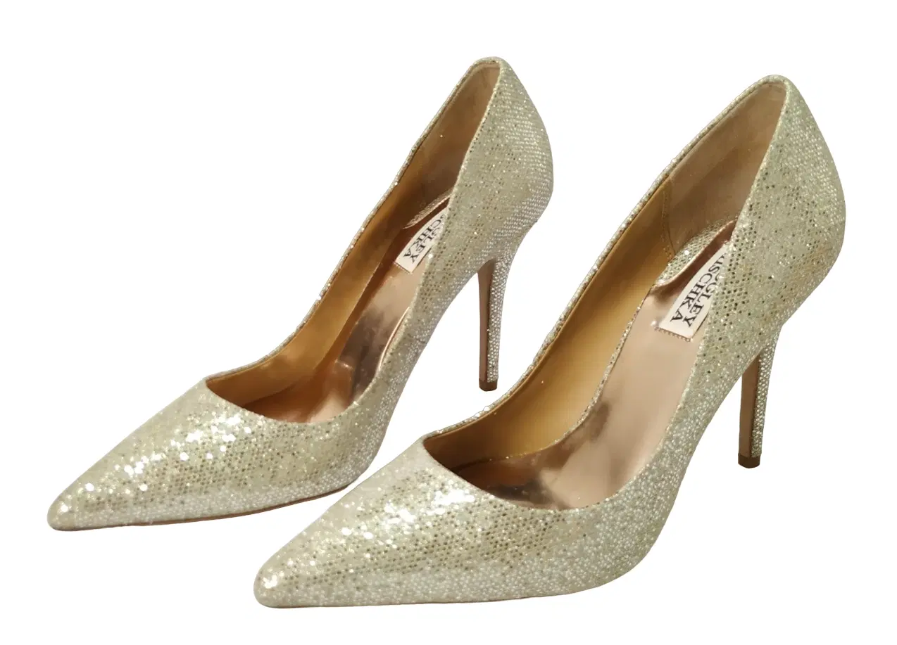 Size 8.5 - Badgley Mischka Glitter Poise Pointy Toe Heels Pumps - 8.5