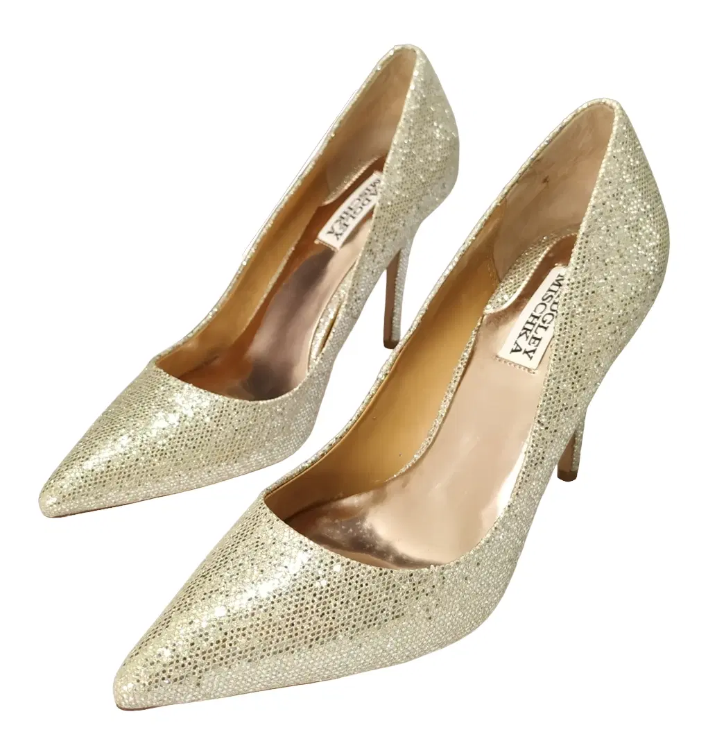 Size 9 - Badgley Mischka Glitter Poise Pointy Toe Heels Pumps -9