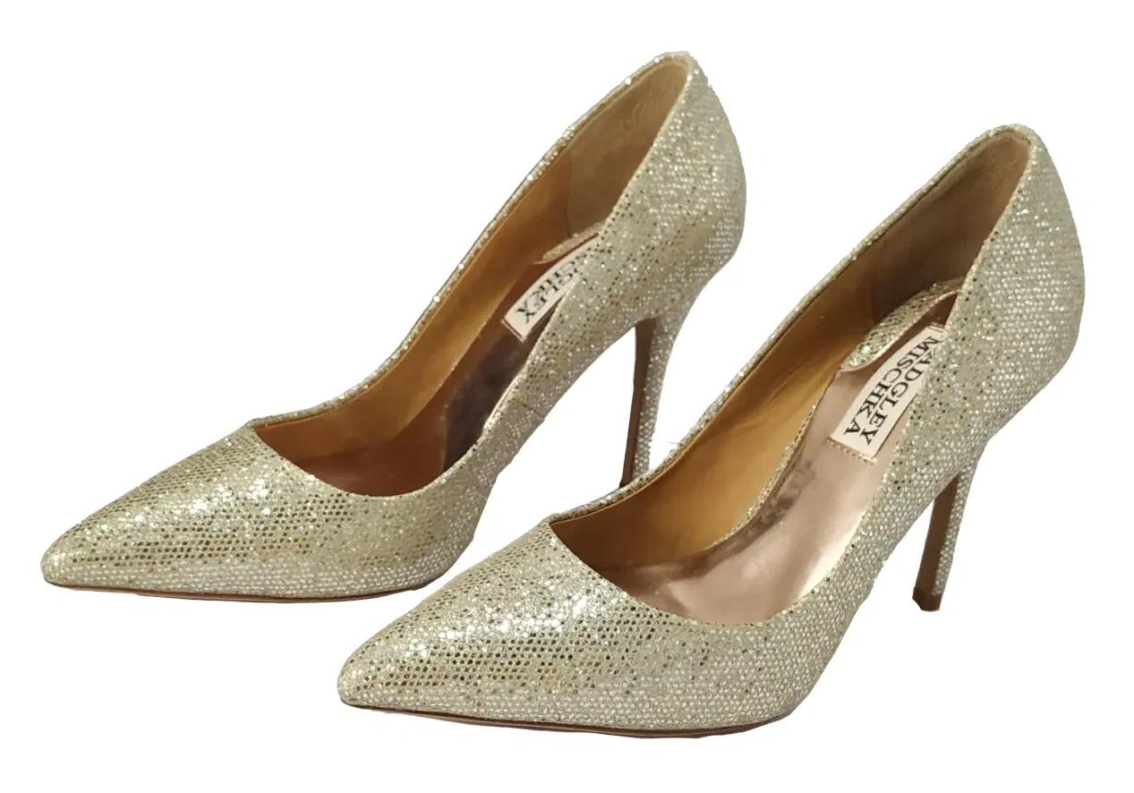 Size 6 - Badgley Mischka Glitter Poise Pointy Toe Heels Pumps - 6