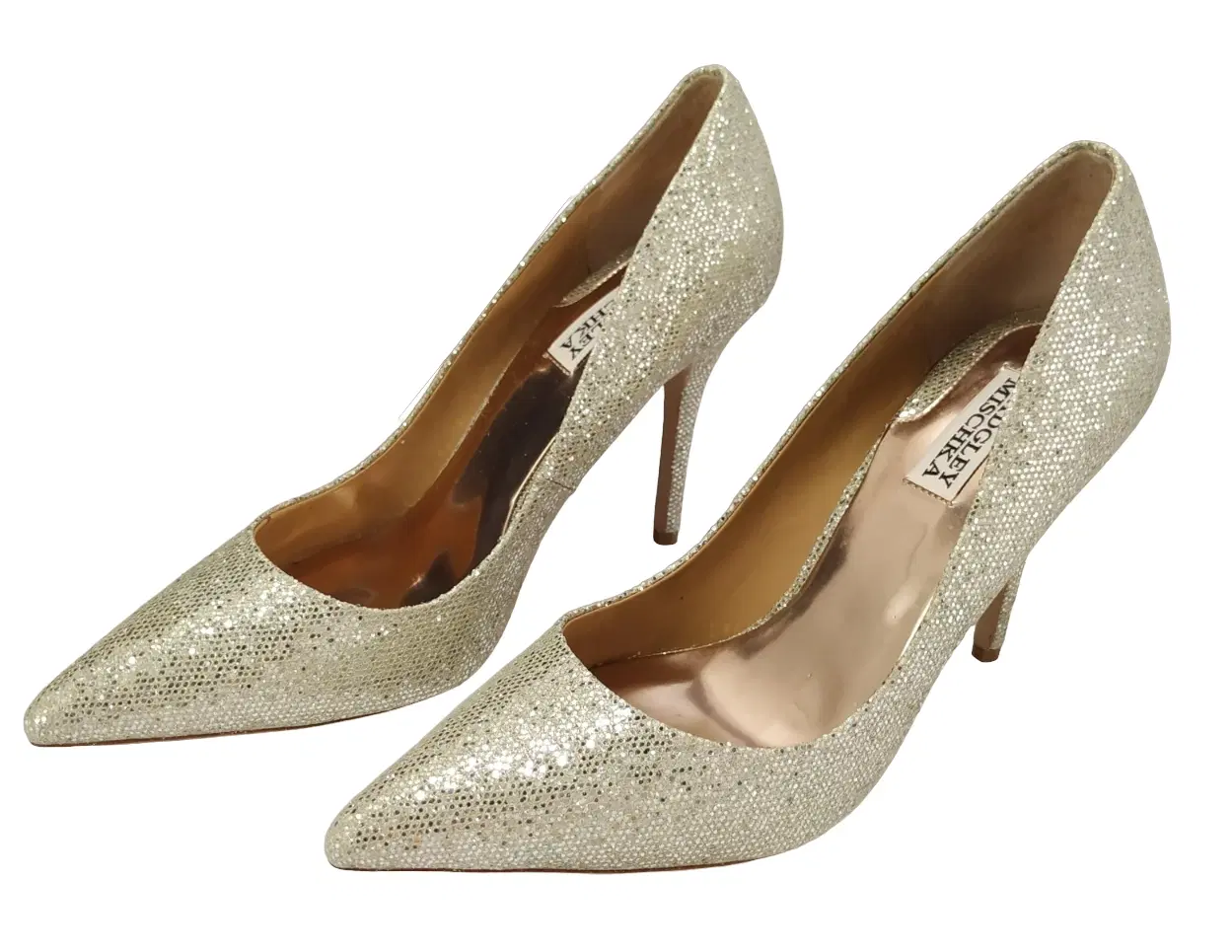 Size 10 - Badgley Mischka Glitter Poise Pointy Toe Heels Pumps - 10