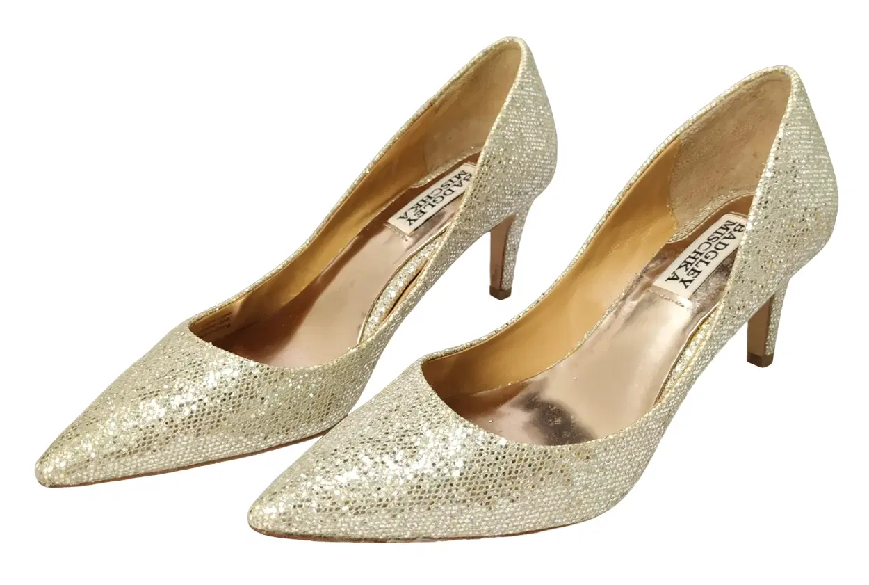 Size 6.5 - Badgley Mischka Glitter Poise Pointy Toe Heels Pumps -6.5