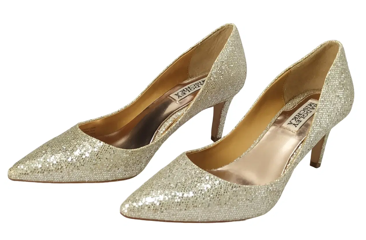 Size 7 - Badgley Mischka Glitter Poise Pointy Toe Heels Pumps - 7