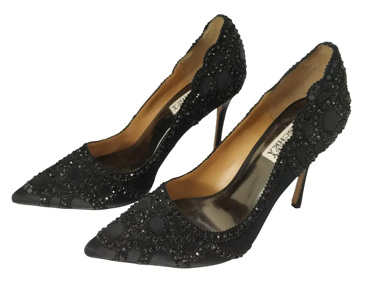 Size 7 - Badgley Mischka Crystal Embellishments Black Rouge Dress Pumps - 7