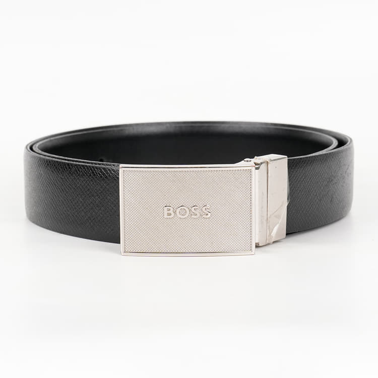Boss Reversible Leather Belt With Embossed Buckle-Hover-Image