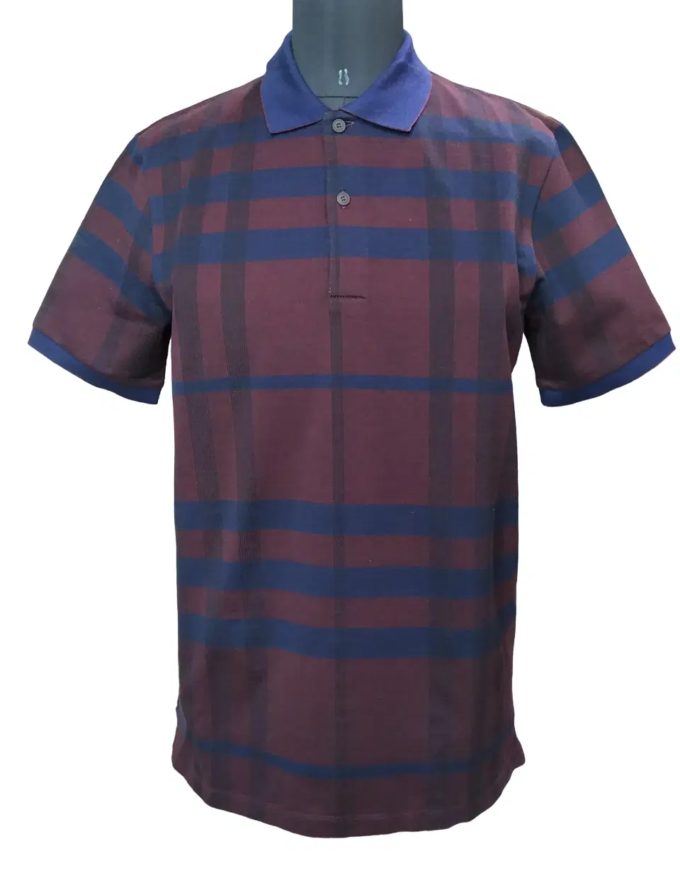 Burberry Check Burgundy Red Polo Shirt