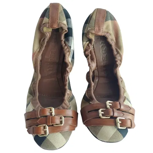 Burberry Brown Bridle House Check Flat Ballerina