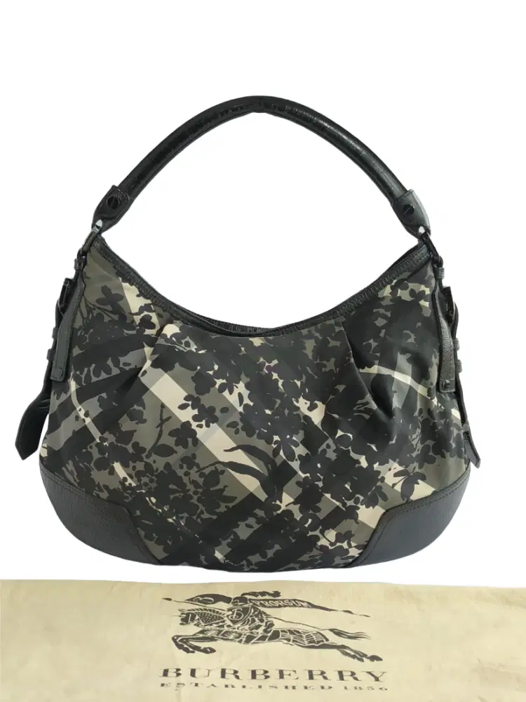 Burberry Floral Beat Check Nylon Foley Hobo Bag-Hover-Image