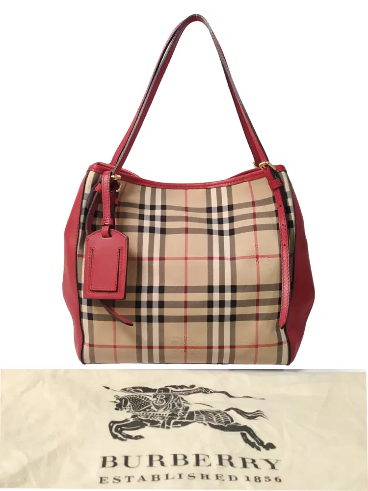 Burberry Check Red Canter Small Horseferry Tote-Hover-Image