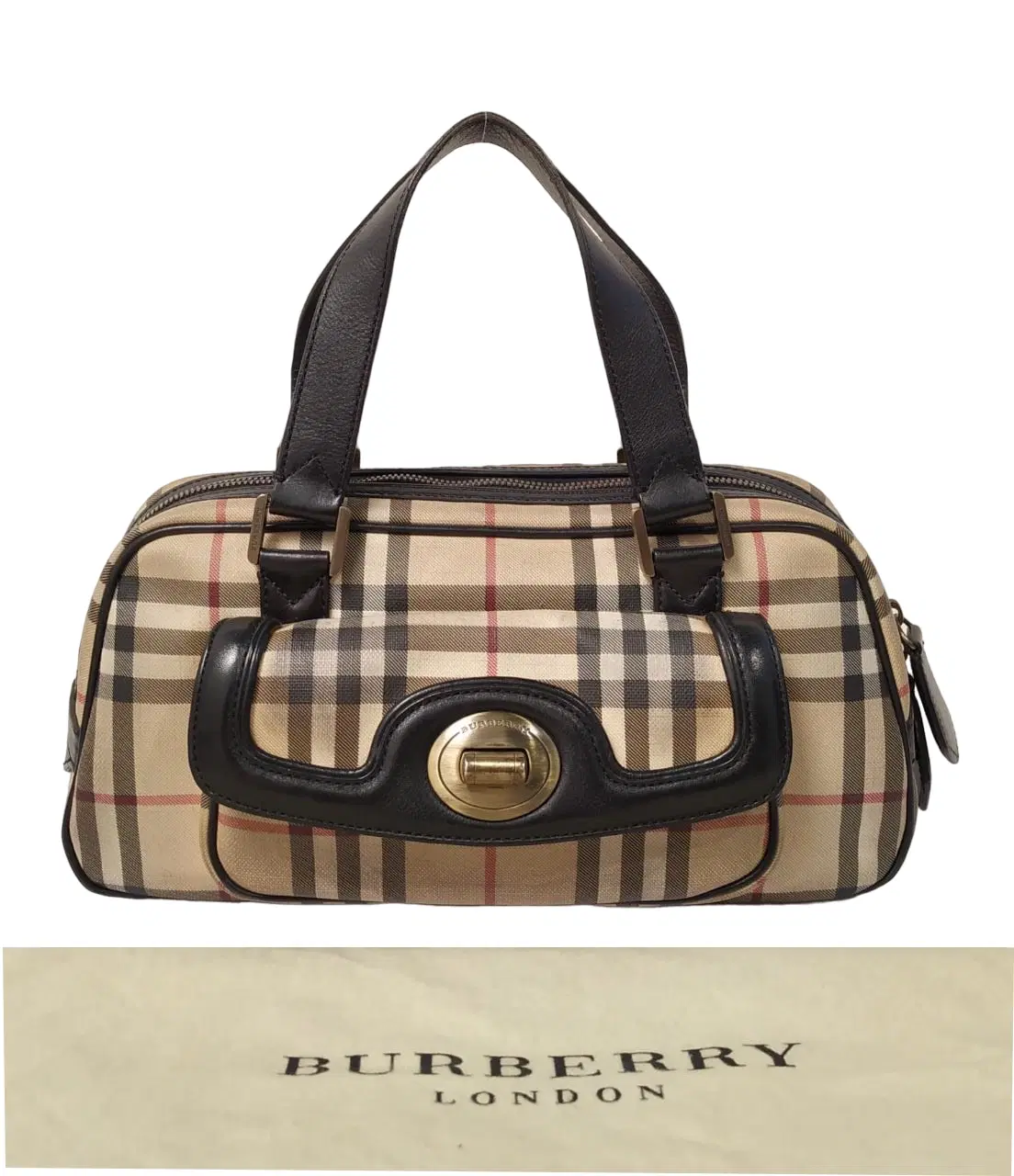 Burberry Check Front Turn Lock Pocket Bag