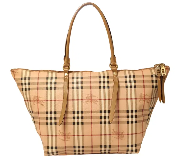 Burberry Haymarket Check Salisbury Mid Camel Medium Tote-Hover-Image