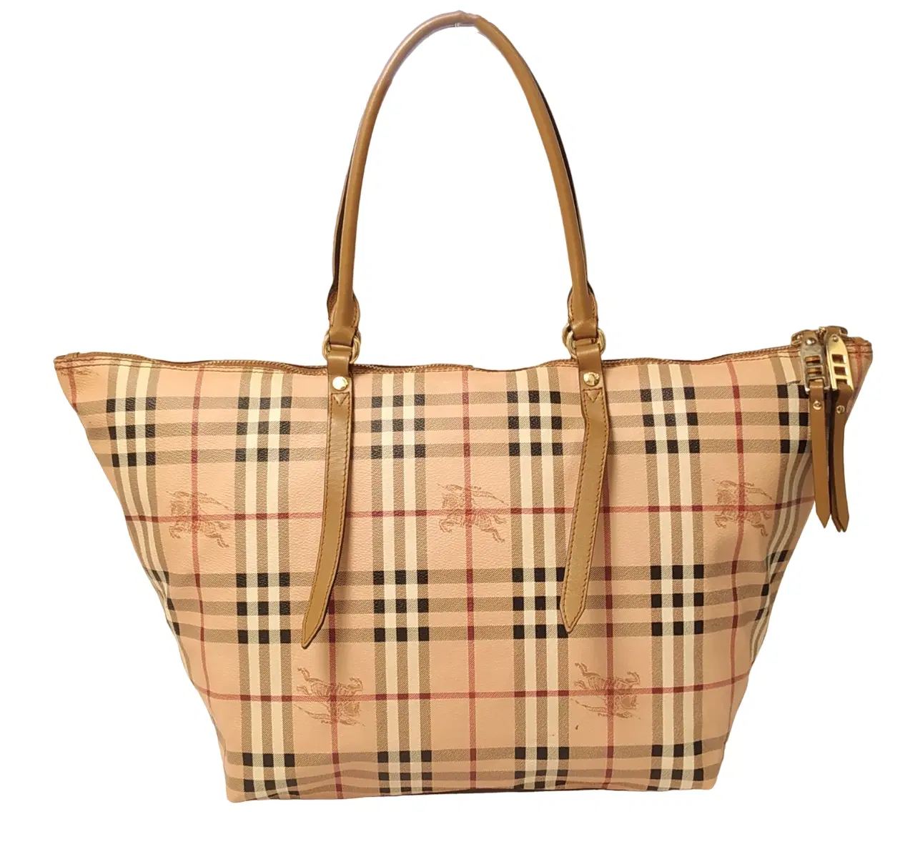 Burberry Haymarket Check Salisbury Mid Camel Medium Tote