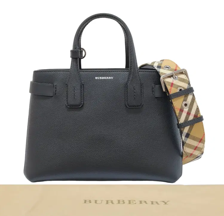 Burberry Black Leather Small Banner Tote-Hover-Image