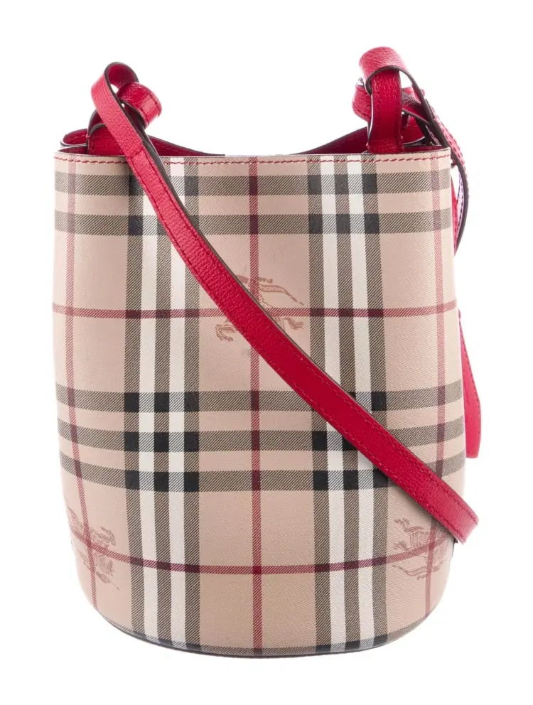 Burberry Haymarket Check Lorne Bucket Bag-Hover-Image