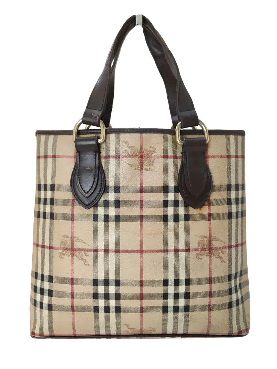 Burberry Beige/Brown Haymarket Check PVC and Leather Tote