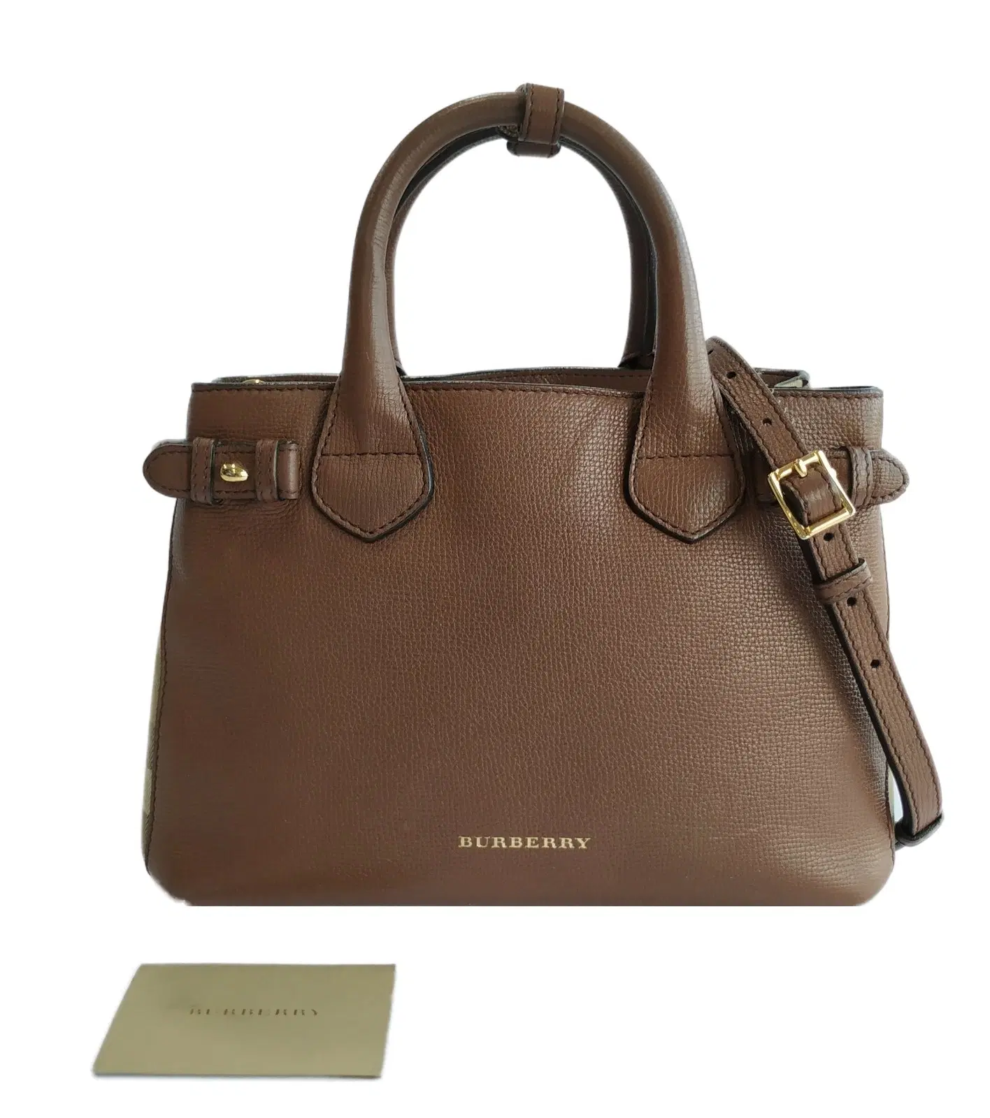Burberry House Check Brown Leather Medium Banner Tote