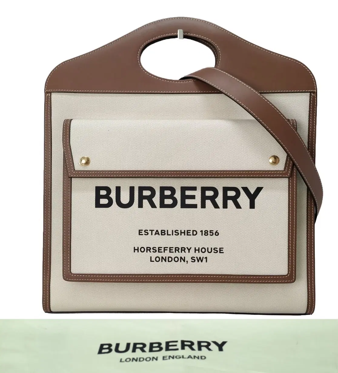 Burberry Canvas and Leather Pocket Tote
