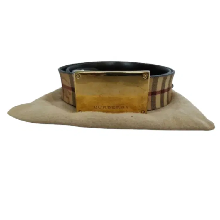 Burberry Plaque Buckle Check Belt-Hover-Image