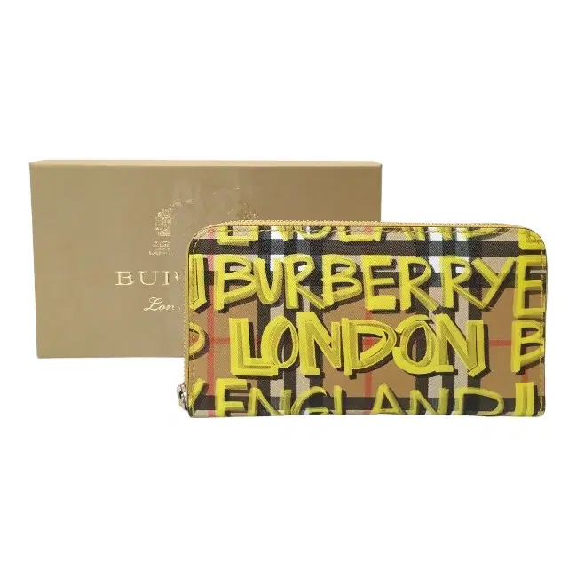 Burberry Graffiti Print Check Coated Canvas Zip Around Wallet-Hover-Image