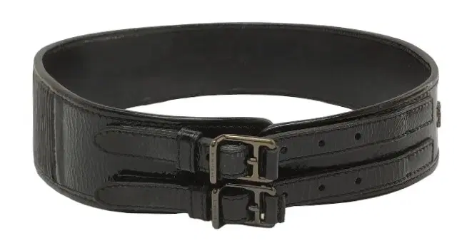Burberry Black Patent Double Buckle Leather