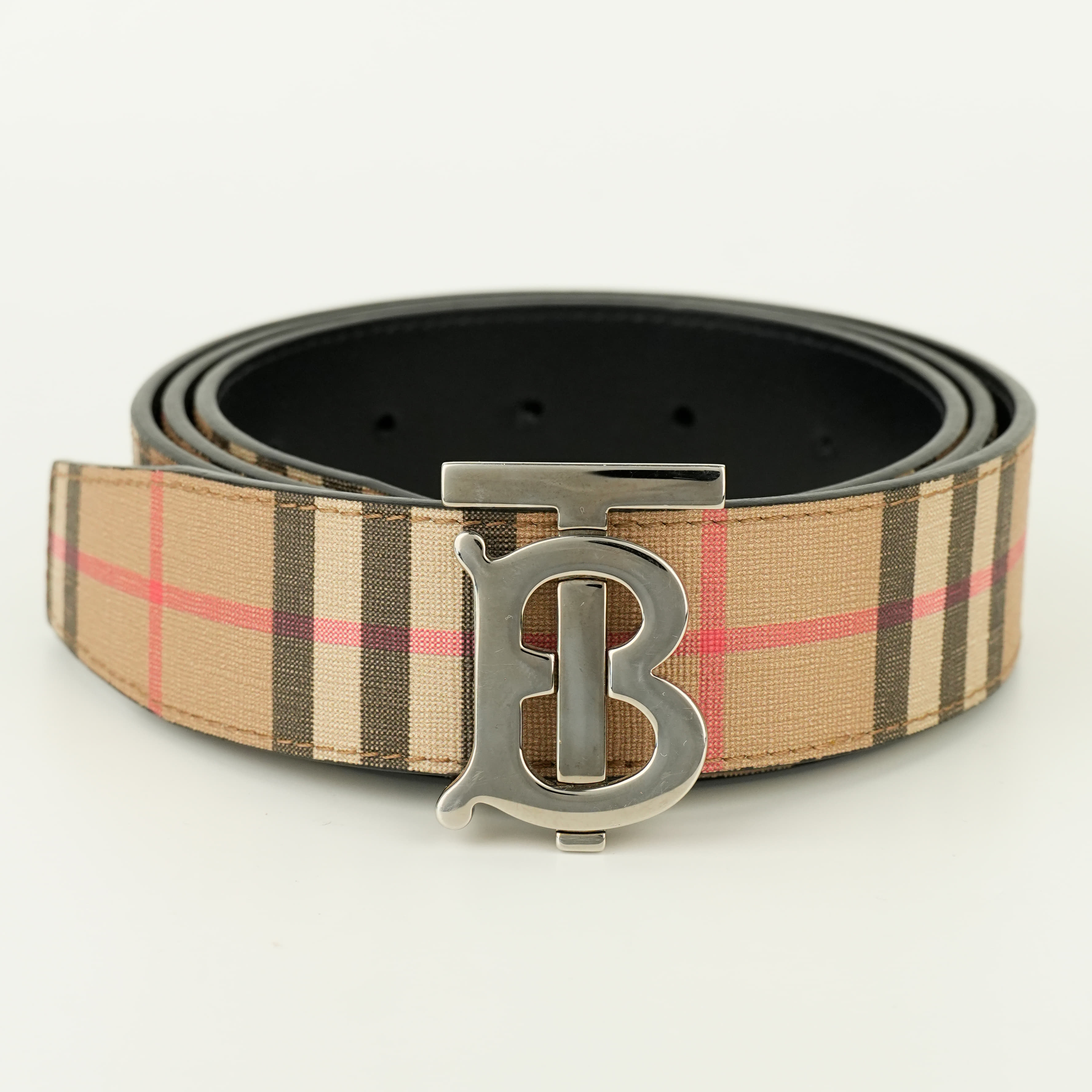 Burberry Beige TB Buckle Reversible Belt
