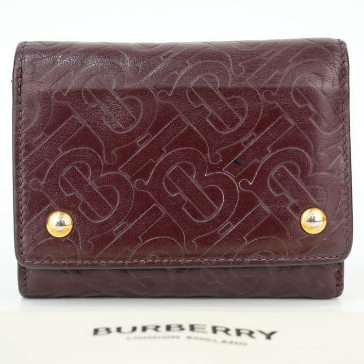 Burberry Burgandy TB Monogram Leather Wallet-Hover-Image