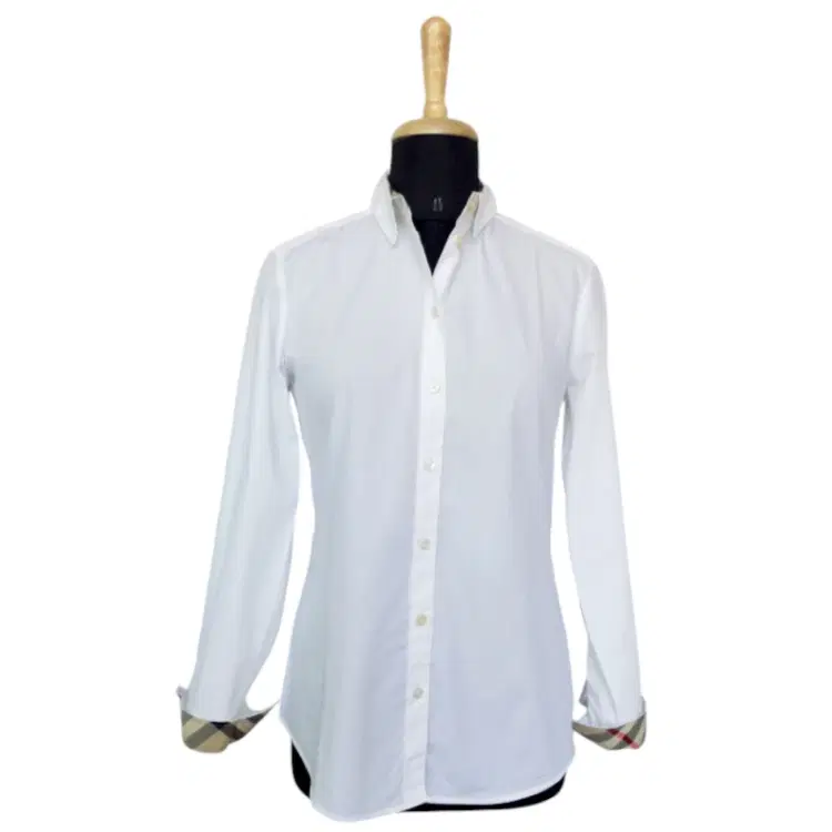 Burberry Women's Check White Shirt-Hover-Image