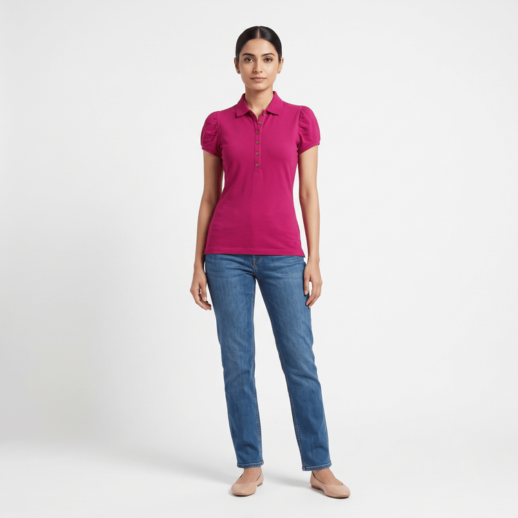 Size S - Burberry Pink Check Placket Polo Shirt-Hover-Image
