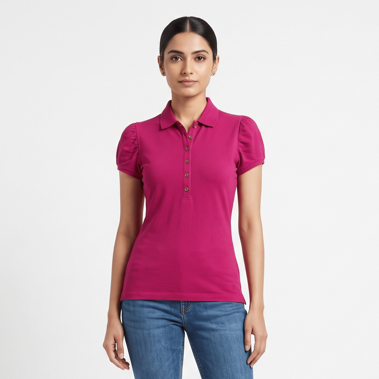 Size S - Burberry Pink Check Placket Polo Shirt
