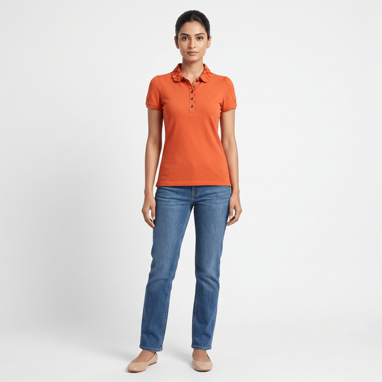 Size S - Burberry Brit women's polo shirt Orange-Hover-Image