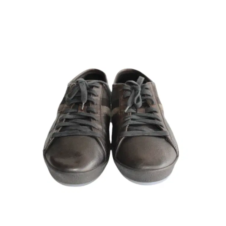 Burberry Black and Green Plaid Canvas and Suede Lace Up Sneakers-Hover-Image