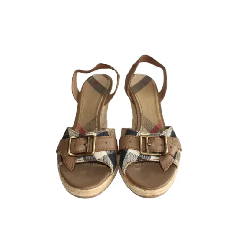 Burberry Check Canvas Wedge Sandals