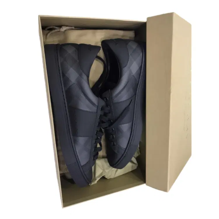 Burberry Ritson Navy Check Leather Low Top Sneaker-Hover-Image
