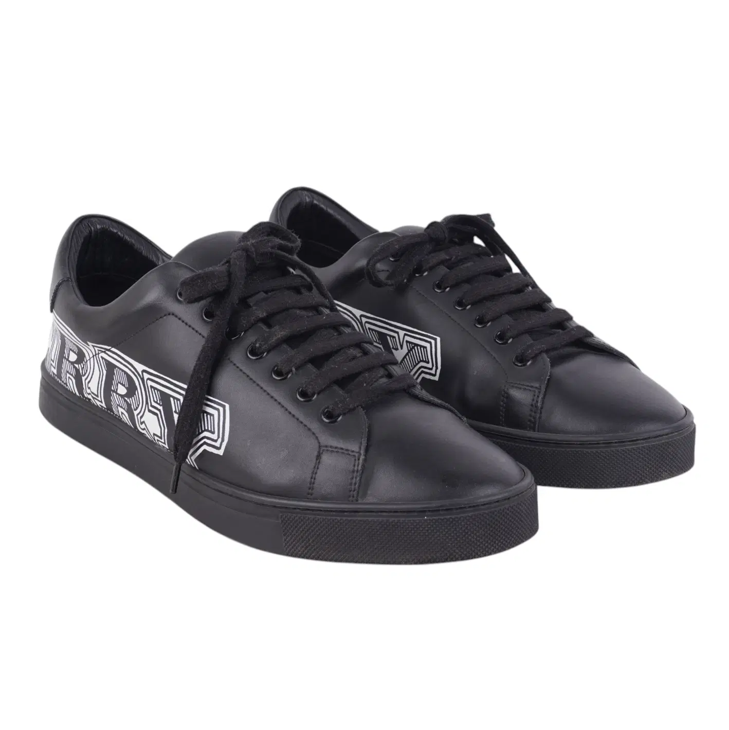 Size 43 - Burberry Black Leather Albert Logo Sneakers