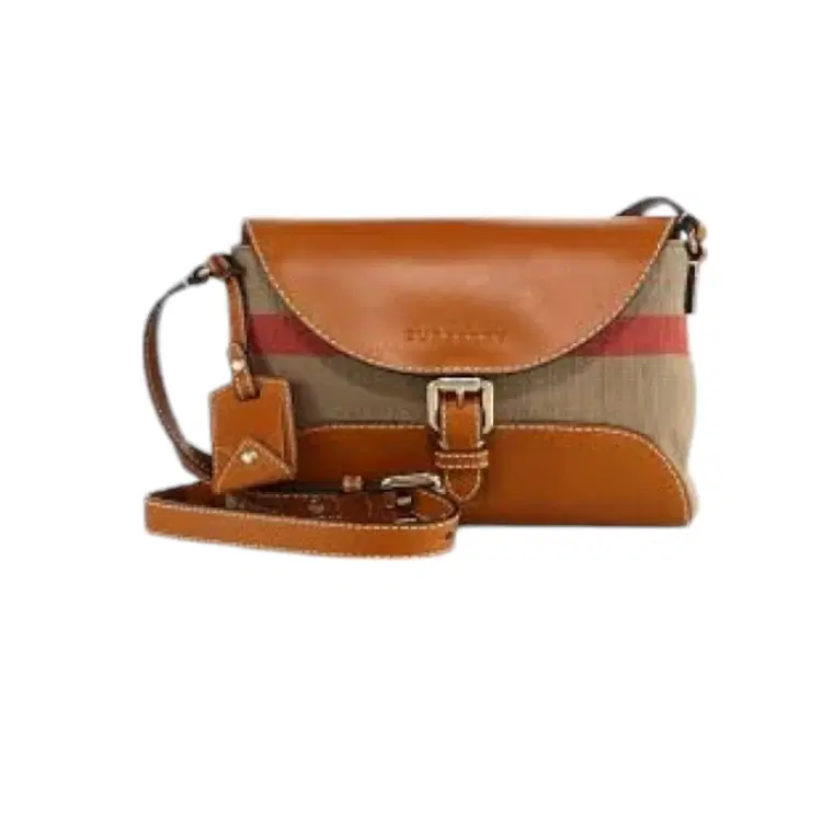 Burberry Henham Leather & Check Canvas Crossbody Bag-Hover-Image