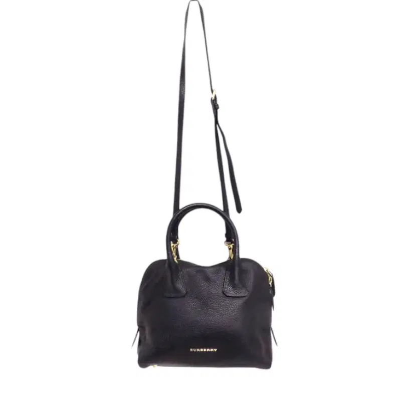 Burberry Medium Grainy Bowling Black Leather Crossbody Bag