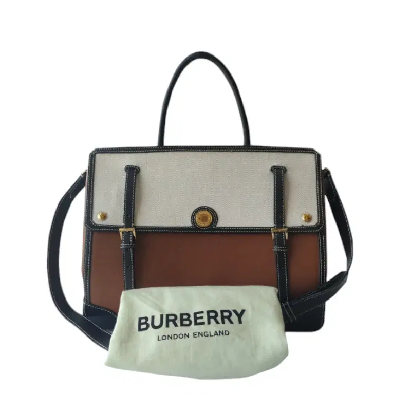 Burberry Canvas Leather And Cotton Elizabeth Bag