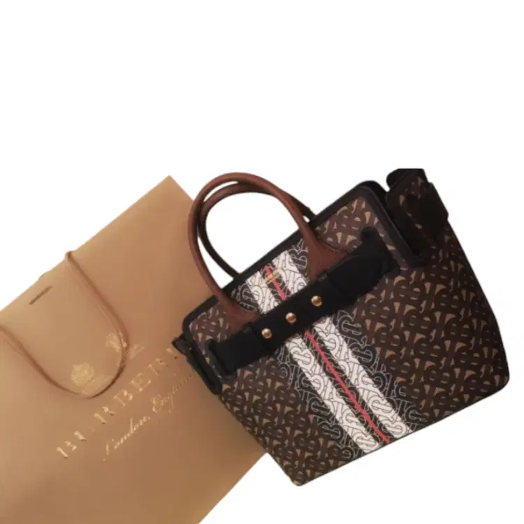 Burberry The Medium Monogram Stripe E-canvas Tote-Hover-Image