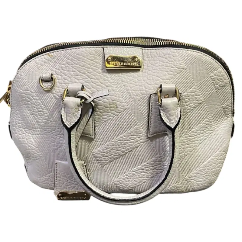 Burberry Grained Check Leather Orchard Satchel