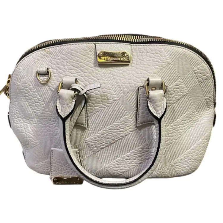 Burberry Grained Check Leather Orchard Satchel-Hover-Image